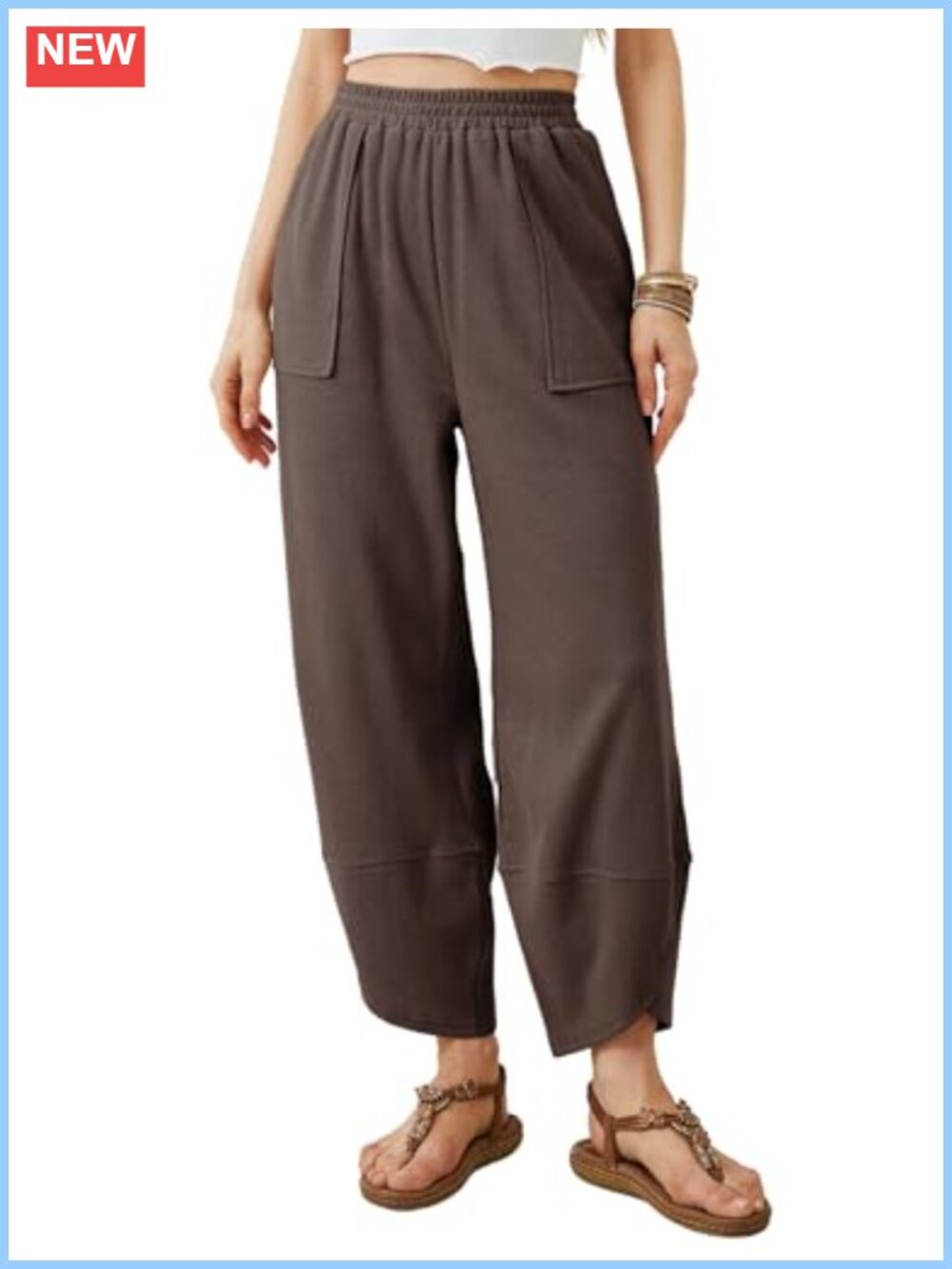 Women's Wide Leg Harem Pants Elastic Waist Pull On Casual Palazzo Pants